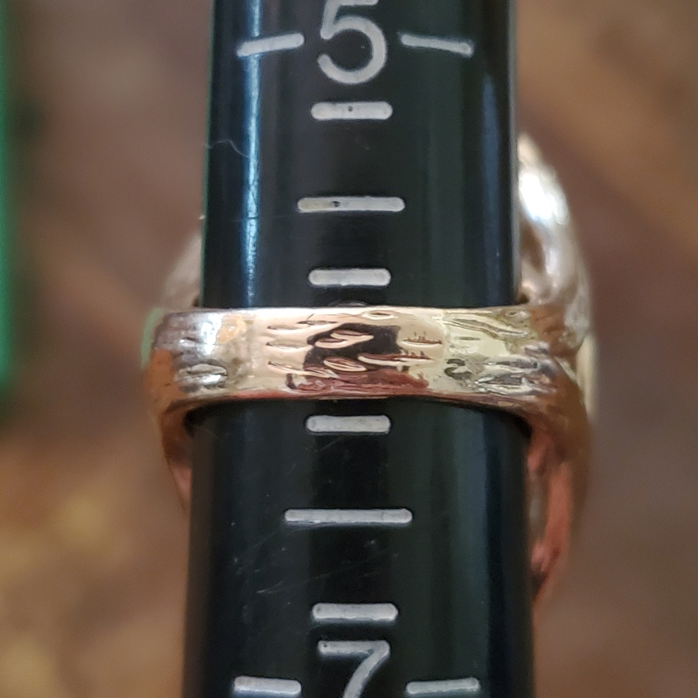 M+S Oval Jasper Cabochon Textured Gold Tone Statement Ring Size 6 - Picture 12 of 12